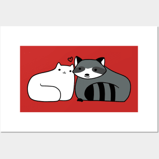 Raccoon and Cat Love Posters and Art